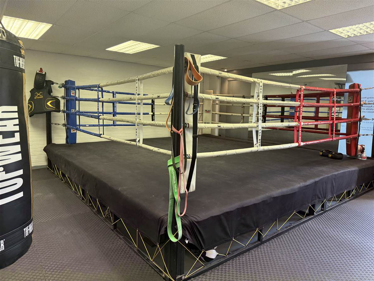 Full-size Pro-Box boxing ring at Newpound Boxing Gym